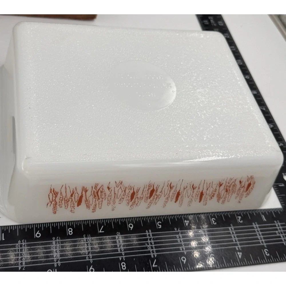 Vintage 1960 Proctor Silex Slow Cook Casserole Milk Glass Wheat Rectangle 7.5x10
